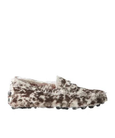 Tod's Gommino Leopard-print Pony-hair Loafers In Brown