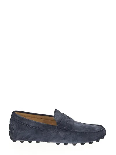 Tod's Gommino Bubble Sole In Suede Leather In Blue