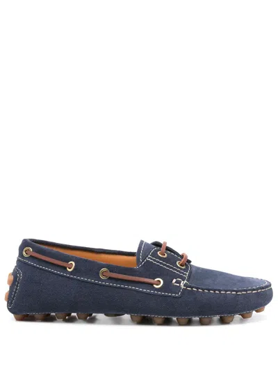 Tod's Rubber Bubble Suede Leather Loafers In Blue