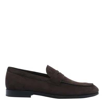 Tod's Tods Mens Dark Brown Gomma Suede Penny Loafers