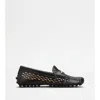 Tod's Hand-stitched Perforated Calfskin Loafers With Rubber Sole In Black