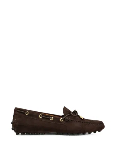 Tod's Mocassini Gommino In Pelle Scamosciata In Brown