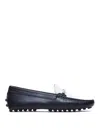 Tod's Metal Branded Bar Two-tone Leather Gommino Driving Shoes In Negro