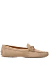 Tod's Suede Upper Penny Strap Loafers In Neutrals