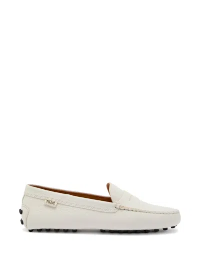Tod's Gommino 22l Leather Loafers Stitch Detailing In White