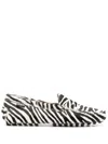 Tod's Zebra Pattern Calf Hair Loafers In White