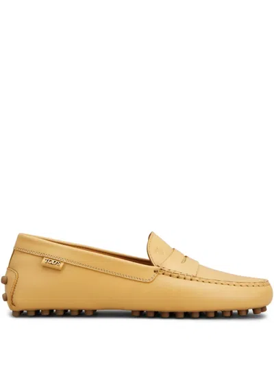 Tod's Gommino Driving Shoes In Leather In Yellow