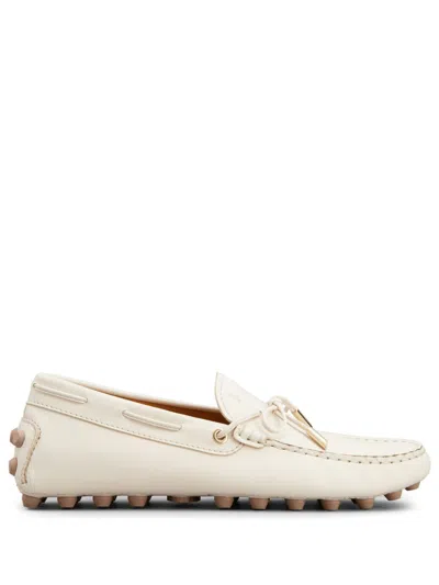 Tod's Gommino Macro 52k Leather Loafers In White