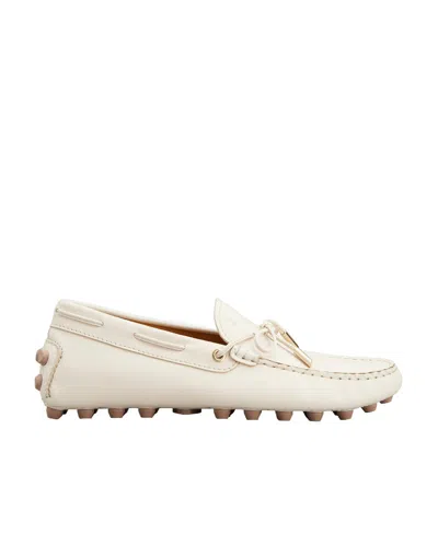 Tod's Gommino Macro 52k Leather Loafers In White
