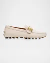 Tod's Gommino Macro Leather Drivers In Neutral