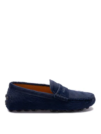 Tod's Gommino Calf-hair Loafers In Blue