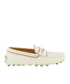 Tod's Gommino Studded Leather Moccasins In White