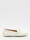 Tod's White Lime Calfskin Driving Loafer With Low Heel In White