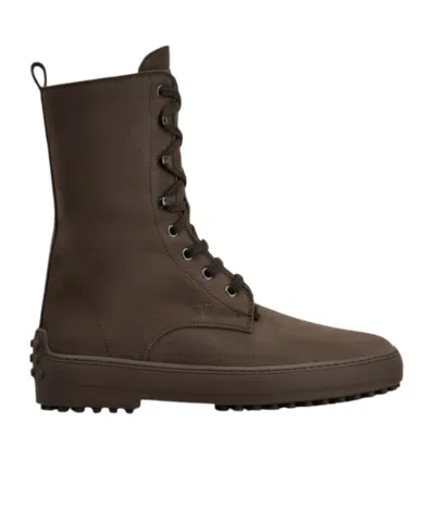 Tod's Gommino Nubuck Ankle Boots In Brown
