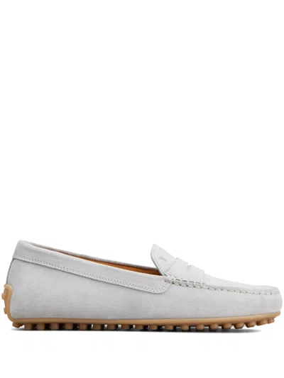 Tod's Gommino Penny-slot Suede Loafers In Grey
