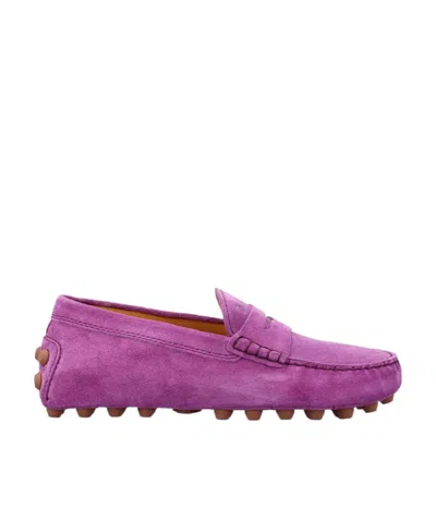 Tod's Gommino Penny-slot Suede Loafers In Pink