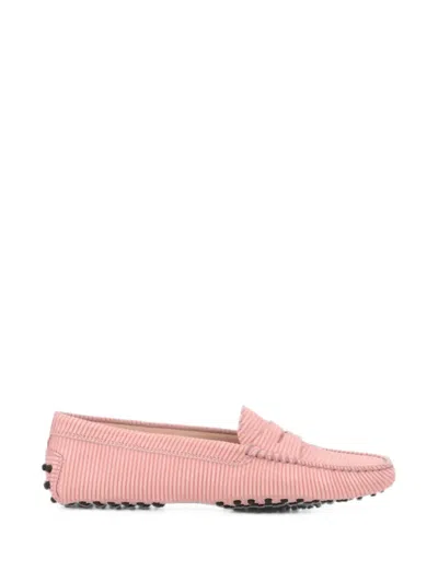 Tod's Gommino Ribbed Loafers In Pink