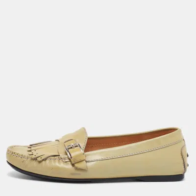 Pre-owned Tod's Gommino Size 36.5 Grey Patent Leather Driver Loafers