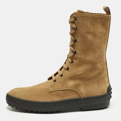 Pre-owned Tod's Gommino Size 37 Brown Suede Ankle Boots