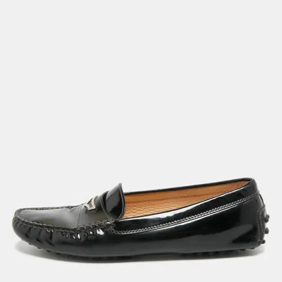 Pre-owned Tod's Gommino Size 38.5 Black Patent Leather Penny Loafers