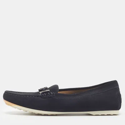 Pre-owned Tod's Gommino Size 39 Navy Blue Suede Double T Loafers