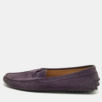 Pre-owned Tod's Gommino Size 39 Purple Suede Slip On Loafers