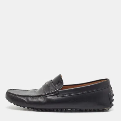 Pre-owned Tod's Gommino Size 40 Black Leather Driver Loafers