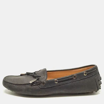Pre-owned Tod's Gommino Size 40.5 Black Nubuck Leather Driver Loafers