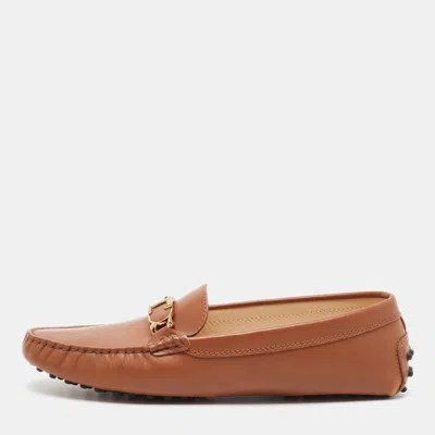 Pre-owned Tod's Gommino Size 40.5 Brown Leather Loafers