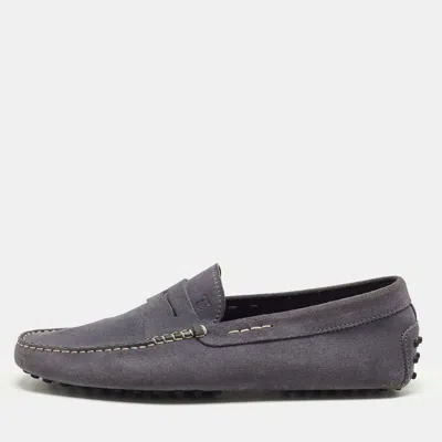 Pre-owned Tod's Gommino Size 43 Blue Suede Driving Loafers