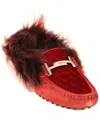 Tod's Tods Gommino Suede & Velvet Moccasin In Red