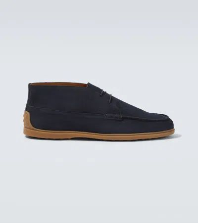 Tod's Gommino Suede Desert Boots In Blue