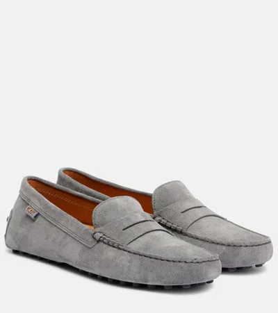 Tod's Gommino Driving Shoes In Suede In Grey