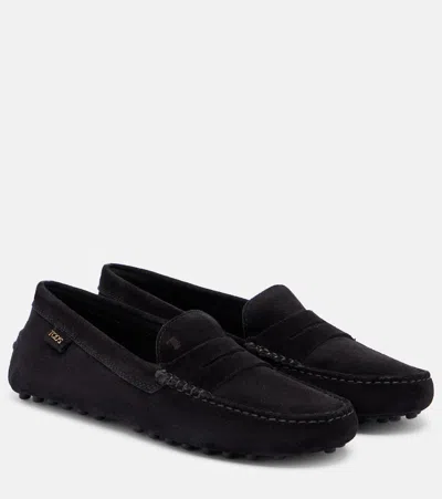 Tod's Gommino Suede Driving Shoes In Black