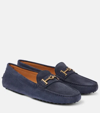 Tod's Gommino Loafer Aus Wildleder In Blue