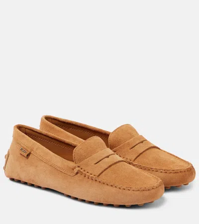 Tod's Classic Moccasin Loafers With Rubber Studded Sole In Neutral