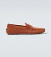 Tod's Gommino Driving Shoes In Nubuck In Terracotta + Gommini Neri