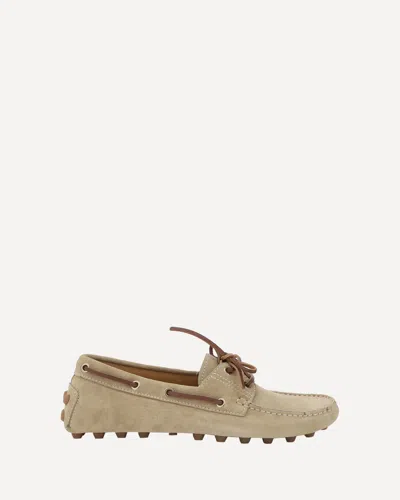 Tod's Suede Loafers With Lace Detail And Rubber Sole In Multi