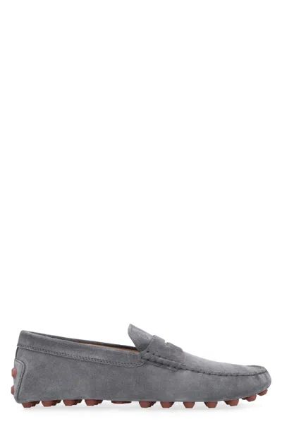 Tod's Gommino Suede Loafers In Gray