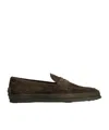 Tod's Mens Gomma Tv Slip-on Suede Loafers Brow In Black