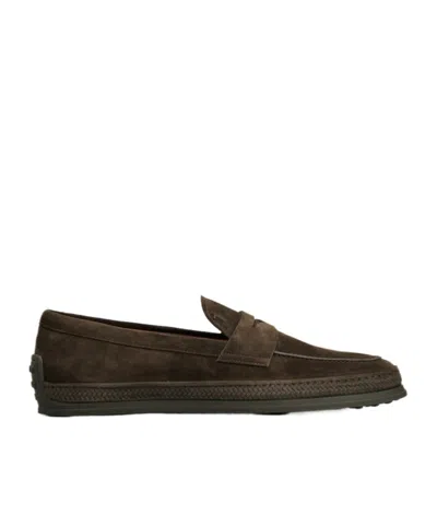 Tod's Gommino Suede Loafers In Black