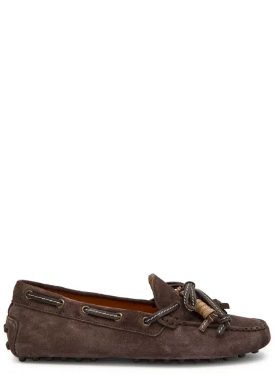 Tod's Mocassino Gommino In Pelle Scamosciata In Brown