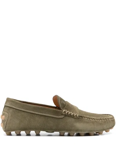 Tod's Gommino Suede Loafers In Green