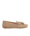 Tod's Loafer With Tassels And Micro Chain In Nude