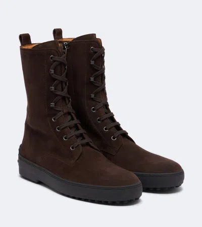 Tod's Winter Ankle Boot With Rubber Studs In Suede Leather In Multi