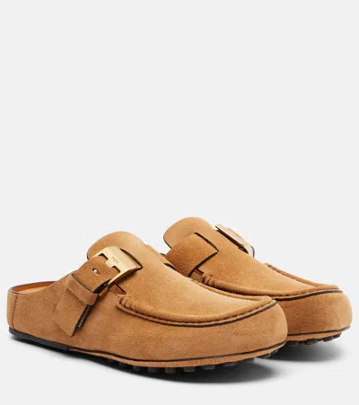 Tod's Gommino Suede Mules In Brown