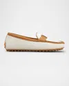 Tod's Gommino T Driver Penny Loafers In Bianco Calce Kenia