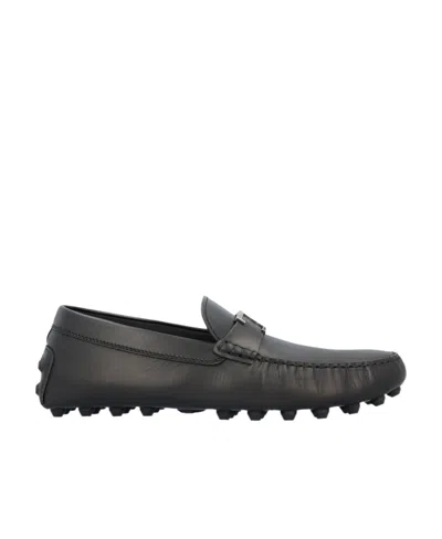 Tod's Black Leather Loafers In B999