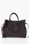 TOD'S GRAINED LEATHER BUCKET BAG WITH DRAWSTRING