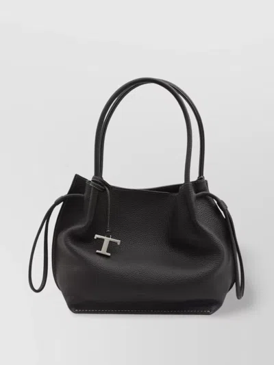 Tod's Grained Leather Bucket Bag With Visible Stitching